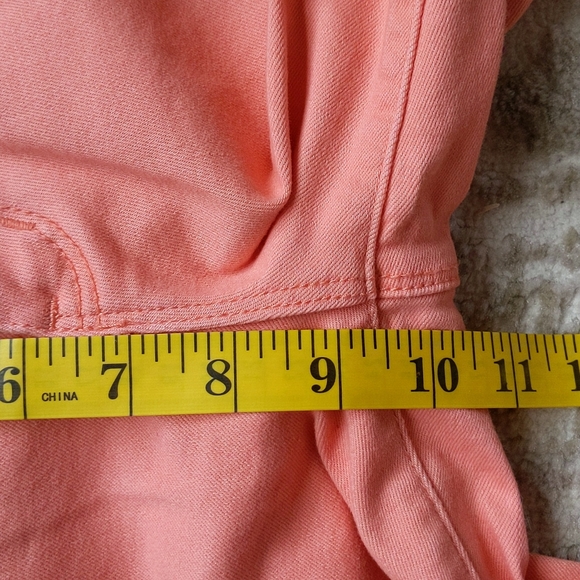 Royalty Double Button Ankle Cropped Pants 8 Orange Peach - Picture 14 of 16